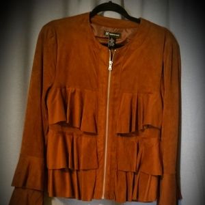 INC Ruffled Faux-suede Jacket